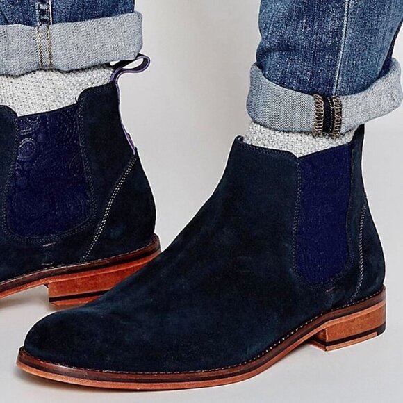 Ted Baker Camroon 4 Navy Suede Chelsea Boot - Picture 1 of 13